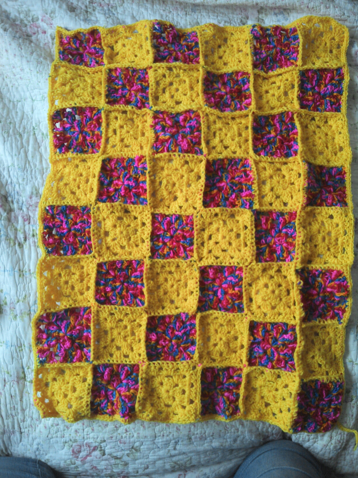 Crochet Granny Square Baby Blanket in Acrylic DK Yarn