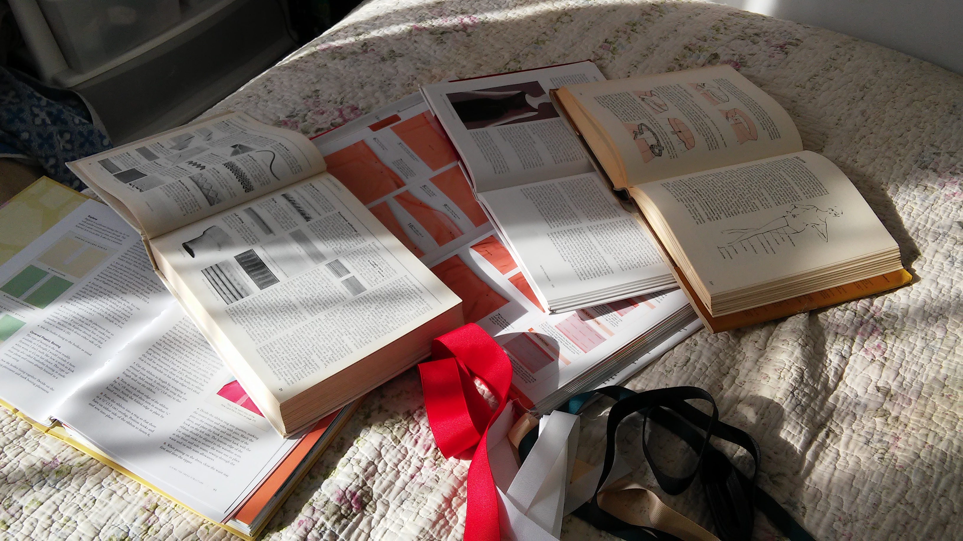Sewing books with pages on petersham ribbon