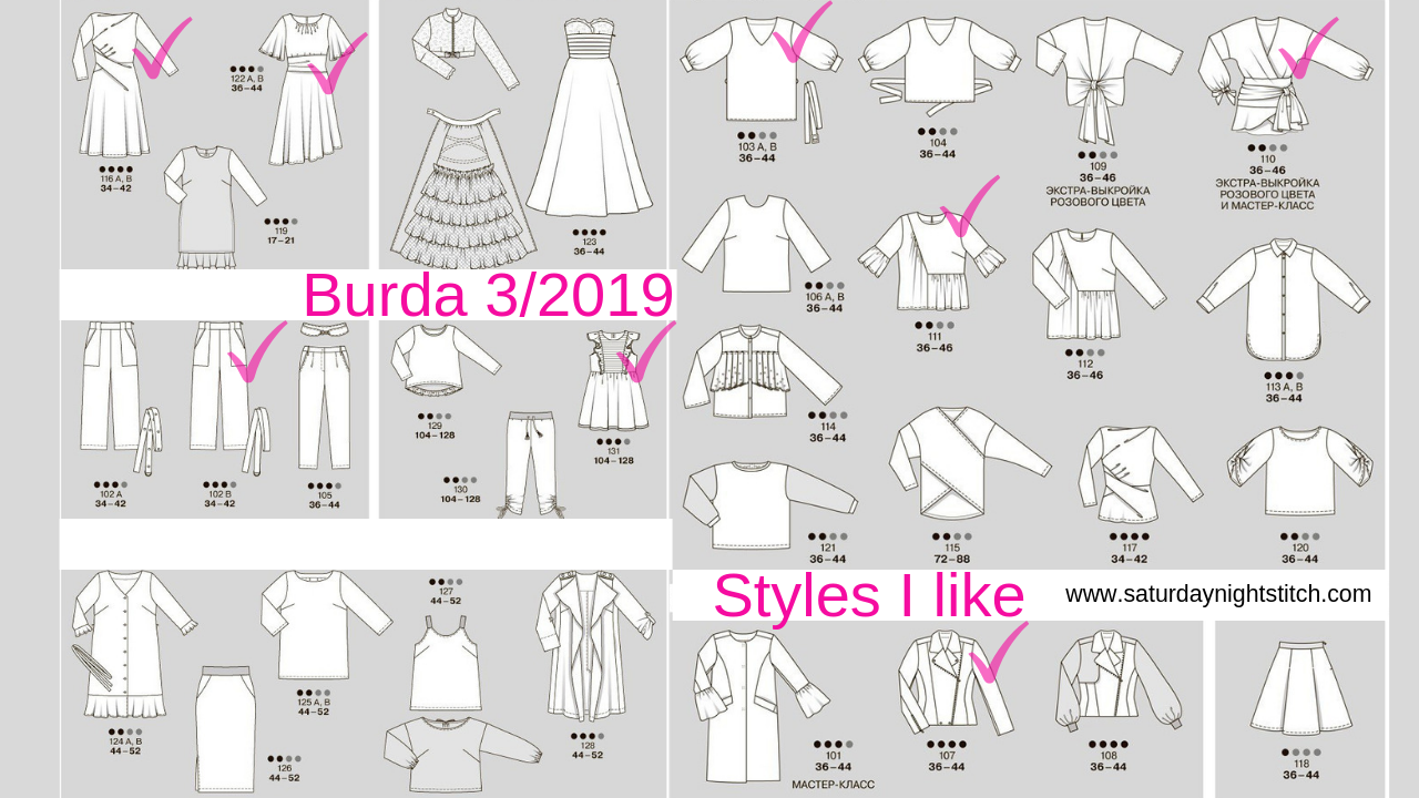 Burda 3/2019 Line Drawings - all the styles at a glance.