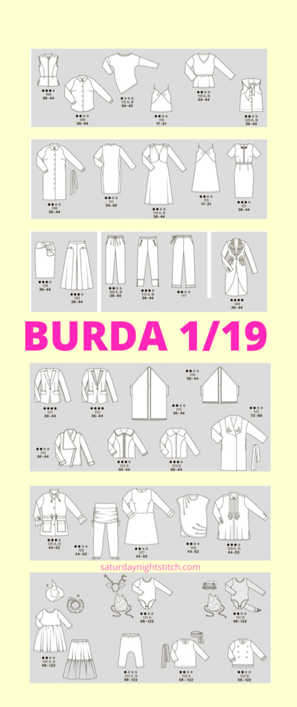 Burda 01/2019 Line Drawings