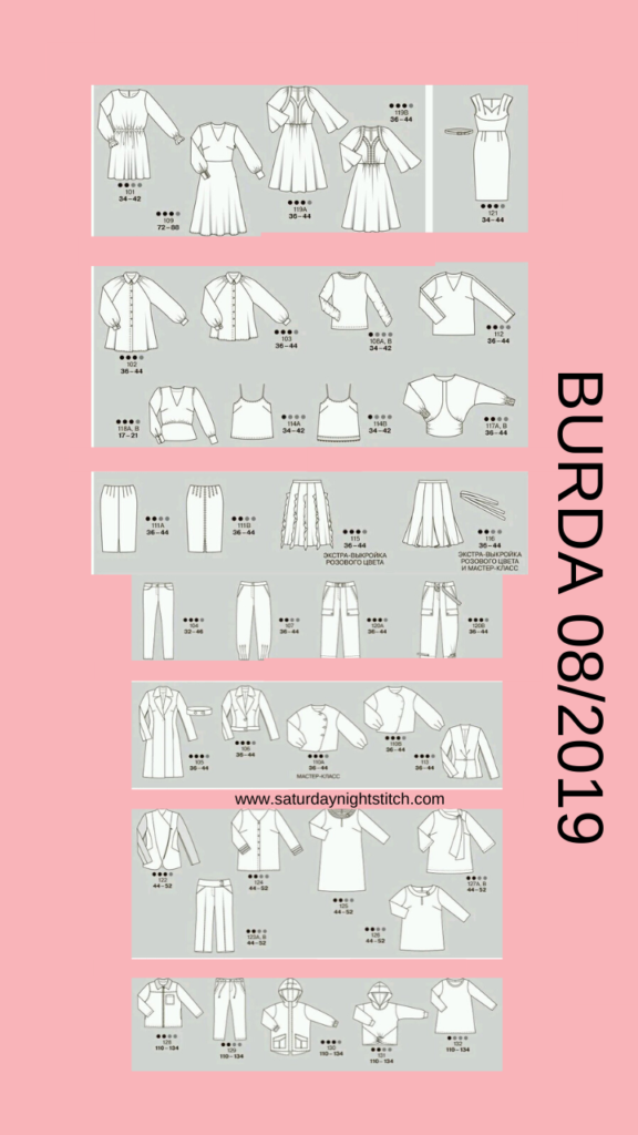 Burda 8/2019 Line Drawings