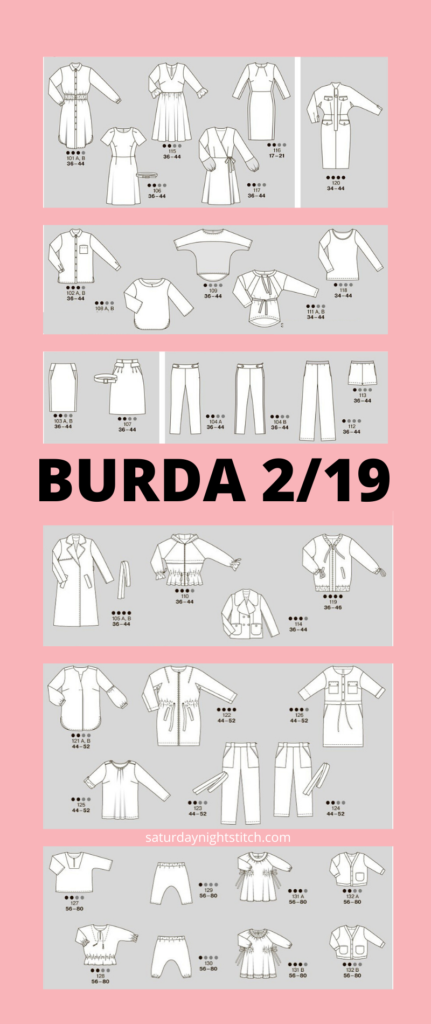 Burdastyle 02/2019 Complete Line Drawings