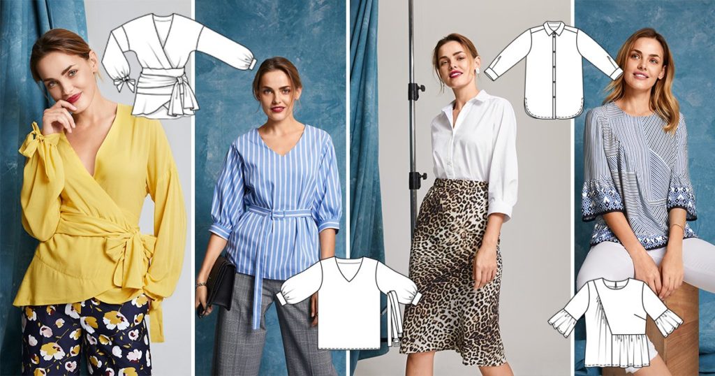 Burda 3/2019 Line drawings - All the tops here are just adorable! Great beginner sewing DIY projects.