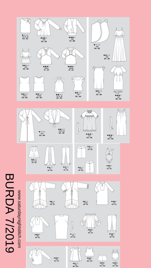 Burda 7/2019 Line Drawings