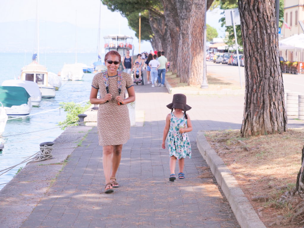 Vintage Laura Ashley Silk Dress - Walking along Lake Garda, Italy, July 2019