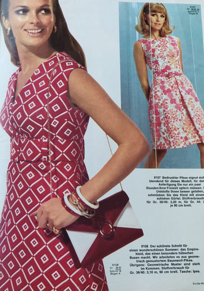 Burda 7/1969  Sewing Magazine - Sixties fabrics are so cool. #sewvintageburda2020