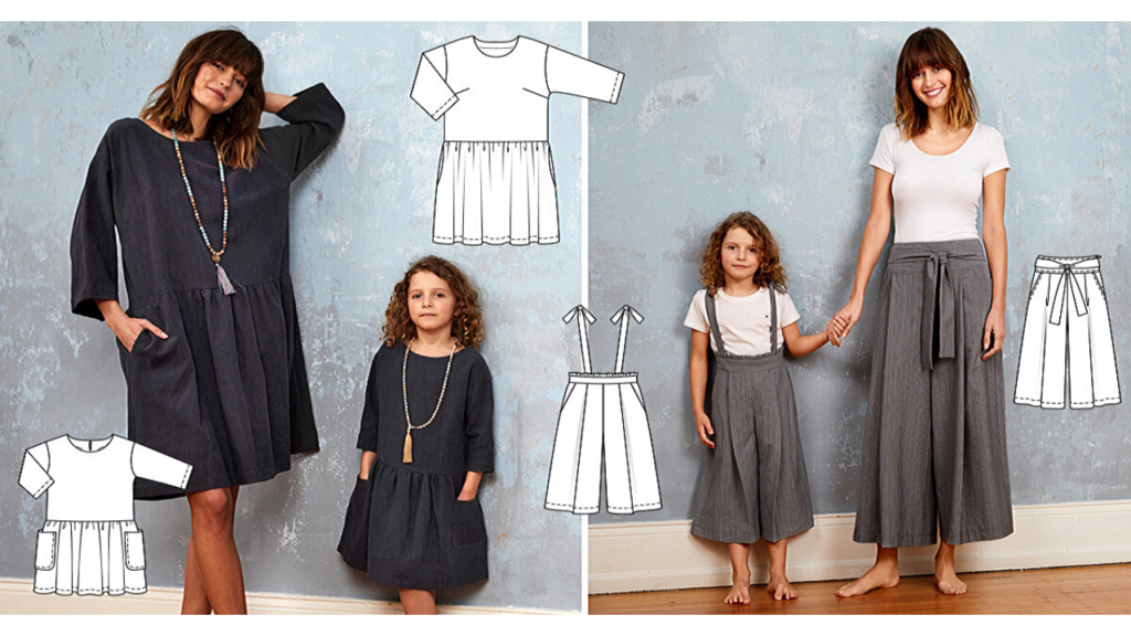 Burda 4/2020 Line Drawings - Mum and daughter style.