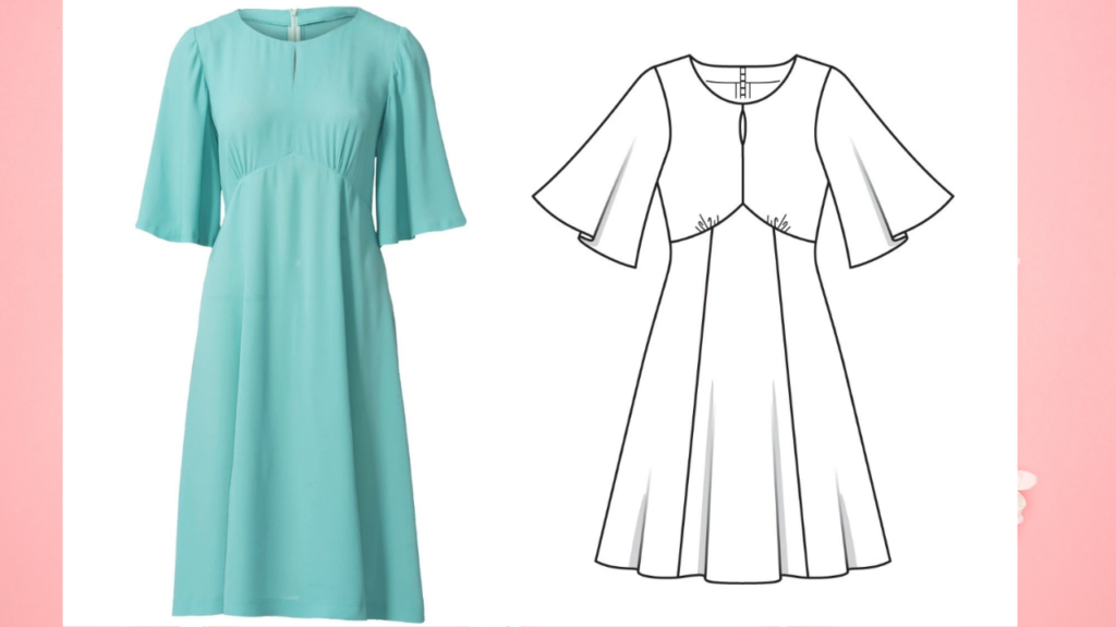 Burda 6/2020 Line Drawings -Feminine style dress.