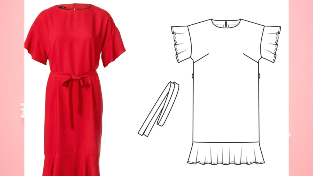 Burda 6/2020 Line Drawings - Red Dress - shift dress