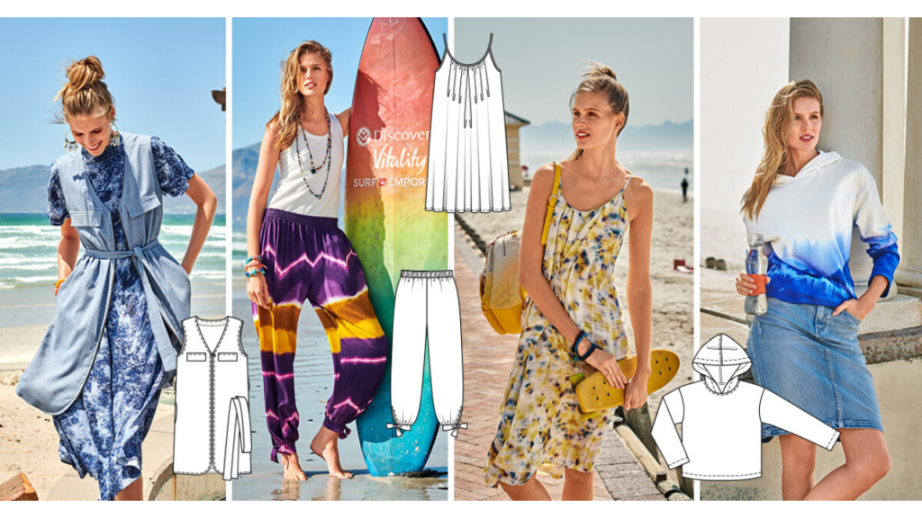 Burda 7/20 - Beach style line drawings.