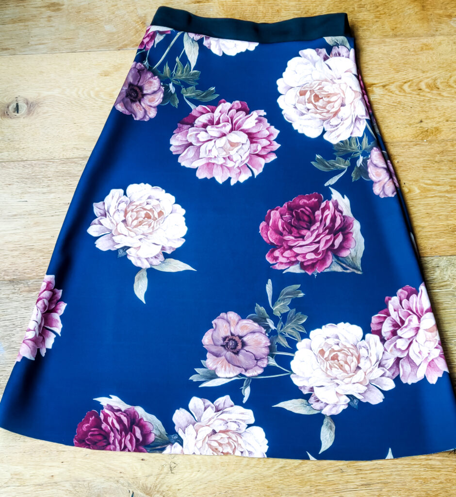 DIY Scuba Skirt - How to sew a scuba skirt - Lady McElroy Midnight Rosette Fabric