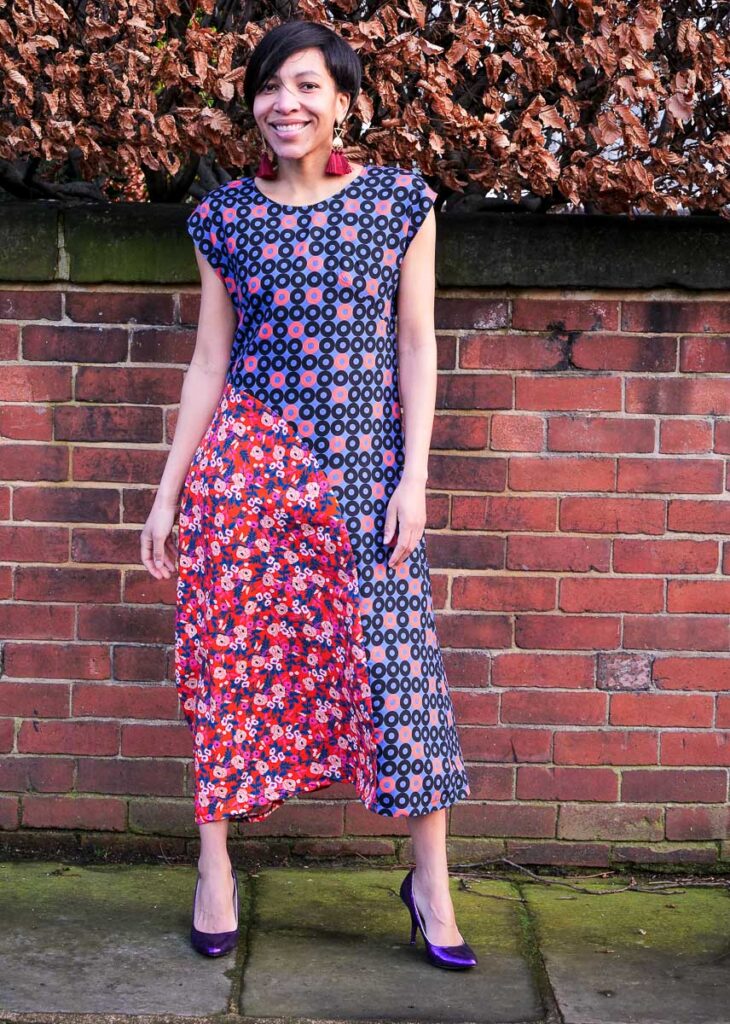 Pattern mixing - Sew Different Flounce Dress Review