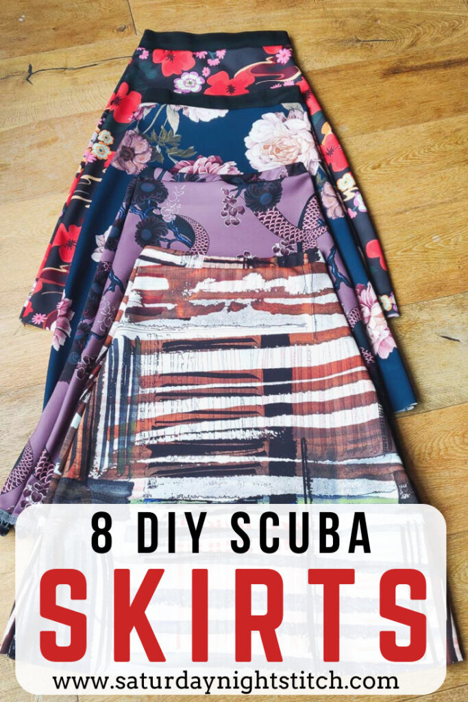 8 DIY Scuba Skirts using Lady McElroy Scuba knit fabrics - Saturday Night Stitch