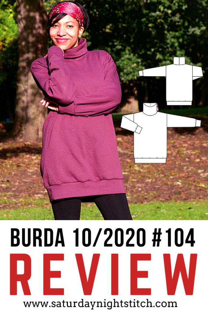 Burda 10/2020 #104 Sweater Dress Sewing Pattern Review - Saturday Night Stitch