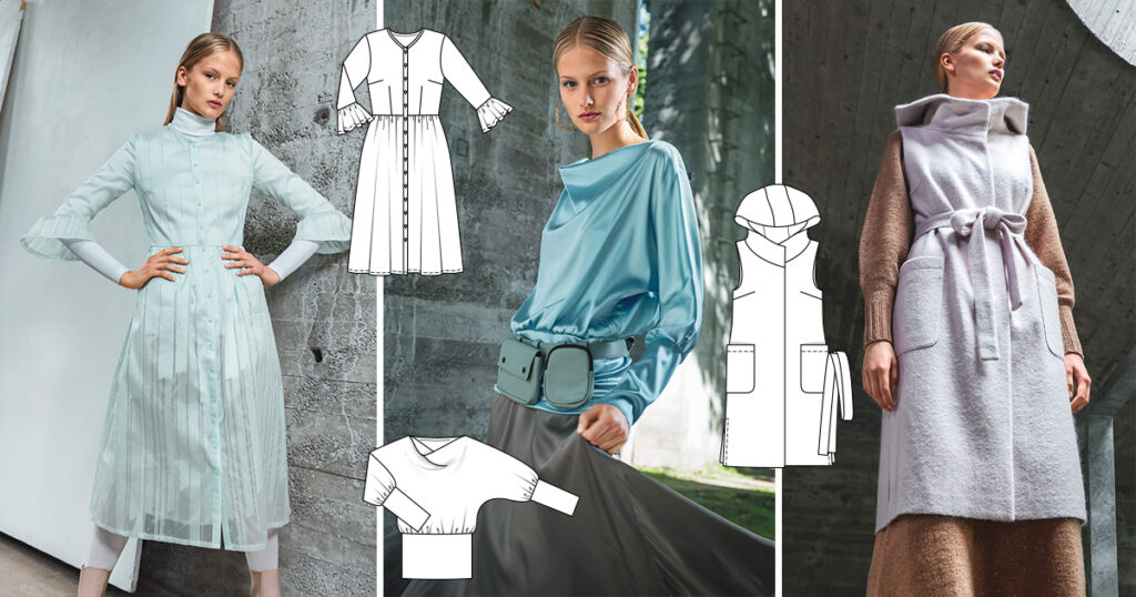 Burda 11/2020 Technical Drawings and Line Drawings - A cool colour palette.