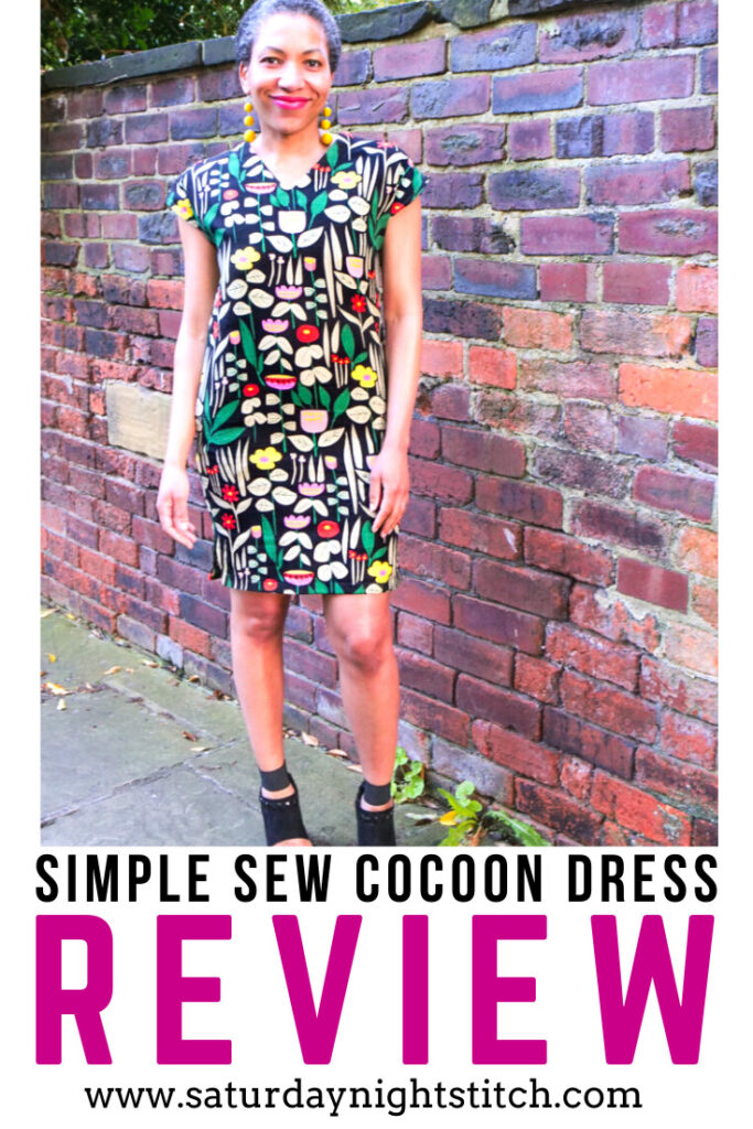 Cloud9 Fabrics Barkcloth Cocoon Dress SImple sew Review - saturday night stitch - a sewing blog