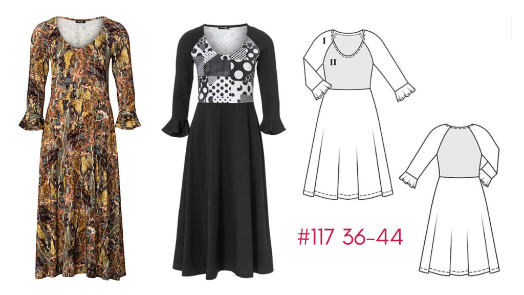 Burda 8/2021 #113 View A & B - one pattern two ways for a raglan sleeve dress sewing pattern.