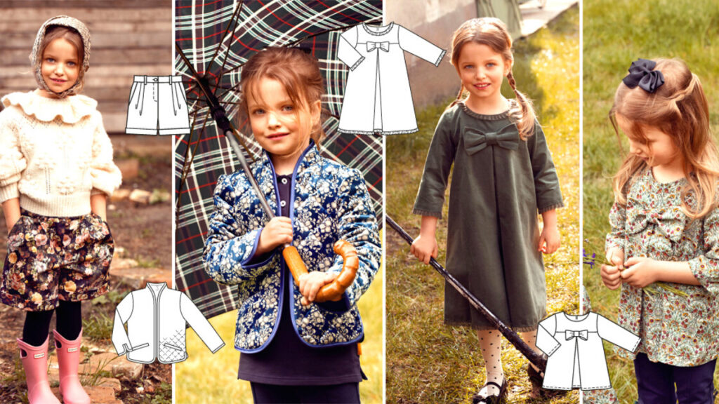 Burdastyle 9/2021 Line Drawings - Burda kids sewing patterns