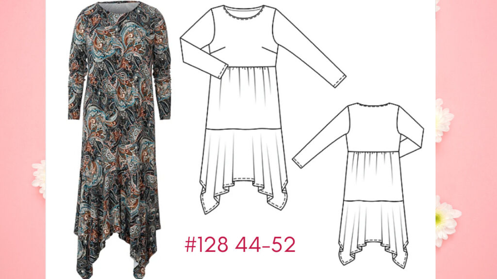 Burda 10/2021 #128 - plus size sewing pattern - boho dress