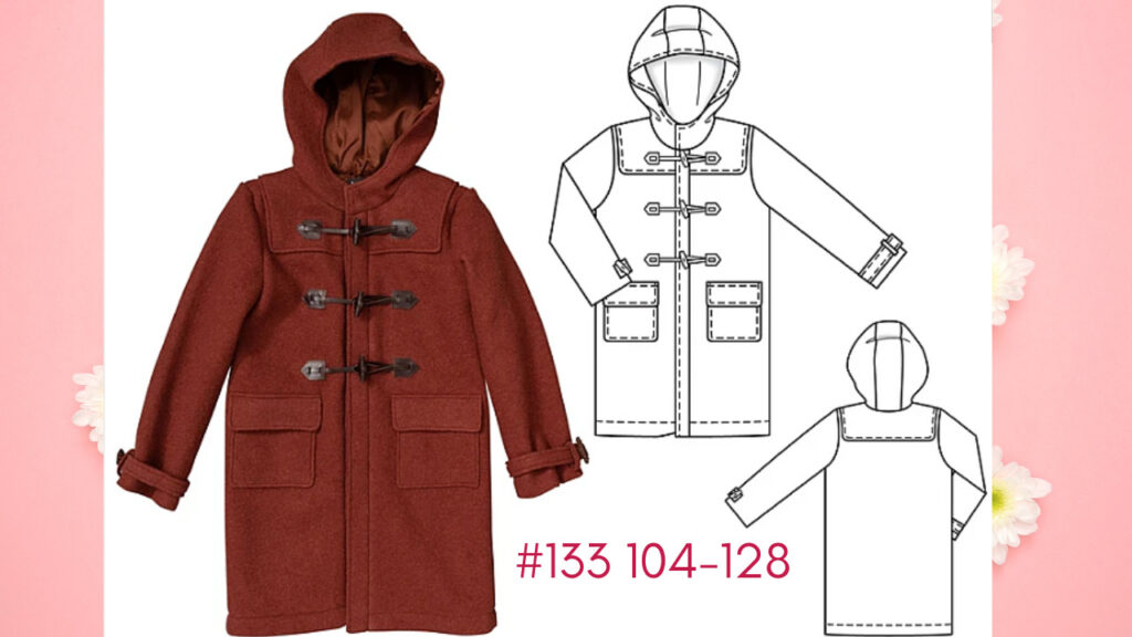 Burda 10/2021 #133 - Boys duffel coat sewing pattern