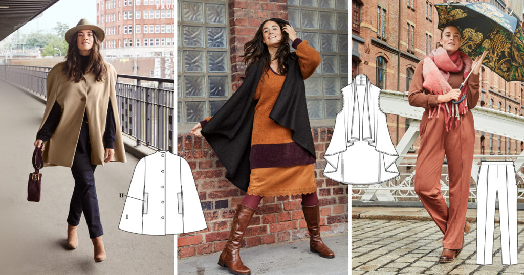 Burdastyle 1/2022 Line Drawings - Burda plus size sewing patterns for autumn winter