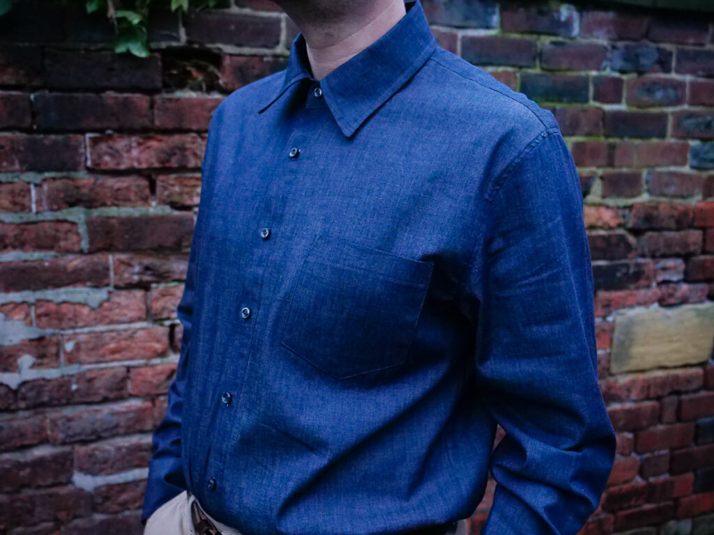 McCalls M6044 Mens Shirt Sewing Pattern in Chambray - saturday night stitch - a UK sewing blog