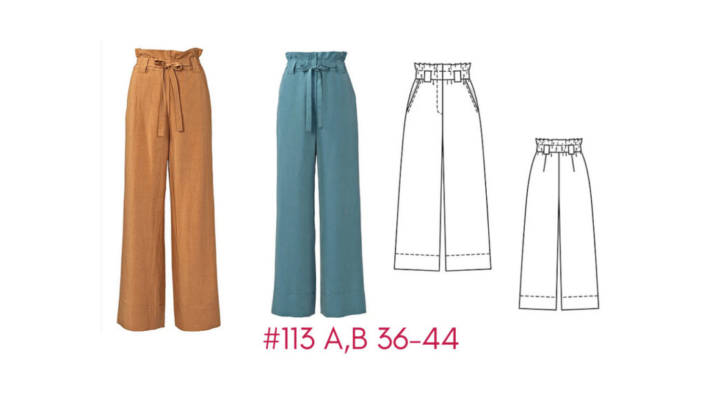 Burda 5/22 #113 A, B | Paperbag waist pants trousers sewing pattern