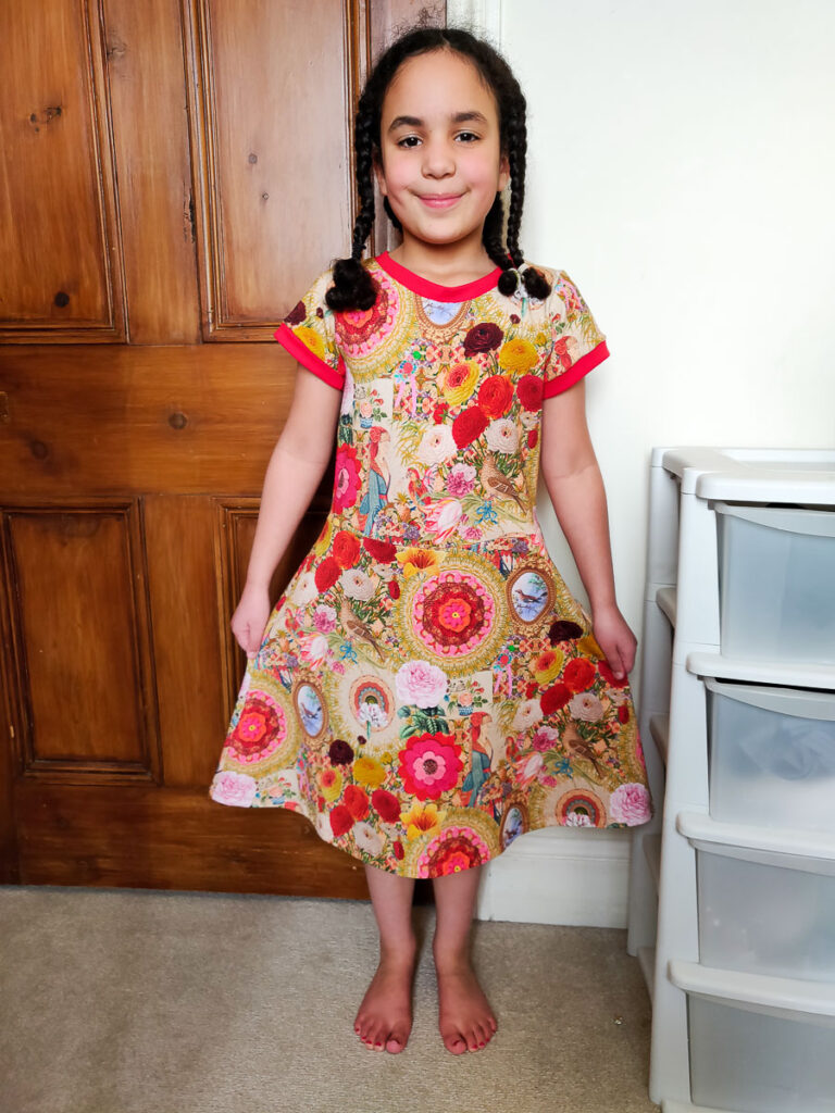Kitschy Coo Girls' Skater Dress Sewing Pattern Review - Boho print dress