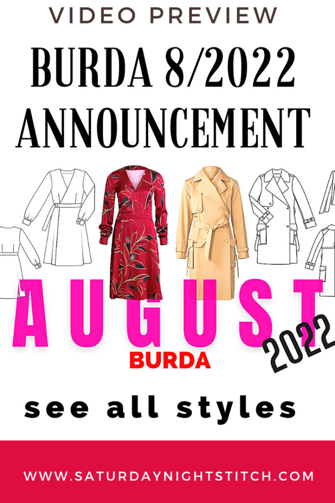 Burda 8/2022 line drawings preview. See all the sewing inspiration and ideas with commentary. Read for more dressmaking tips.