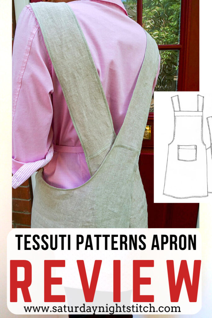 Cross back Japanese Style Apron sewing pattern with pockets