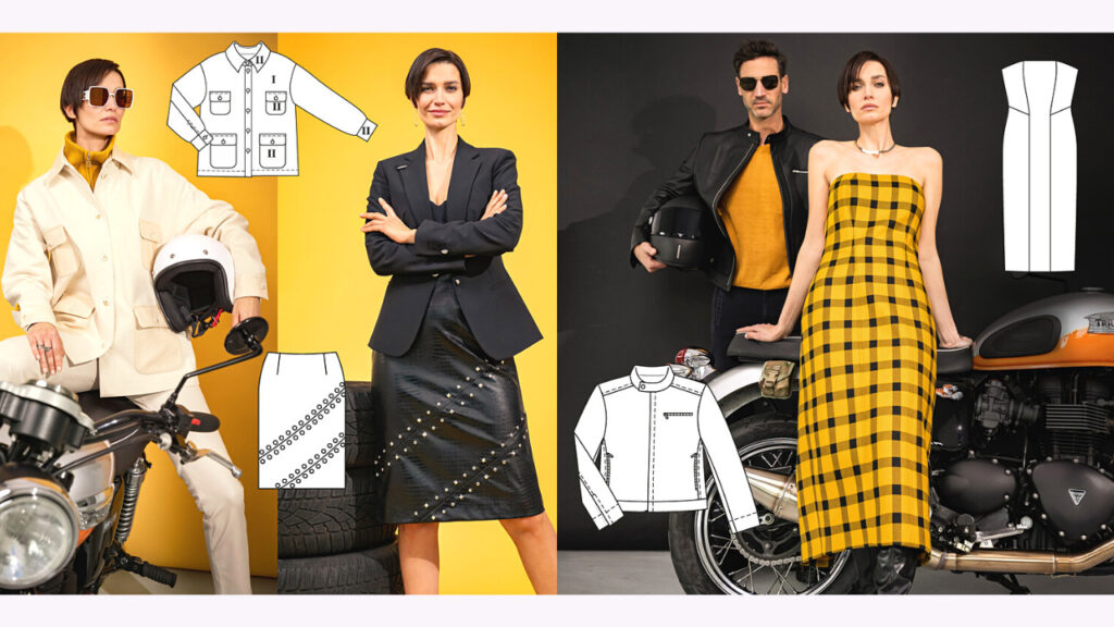 Burda 9/2023 Line Drawings - Biker Chic and menswear plus tartan