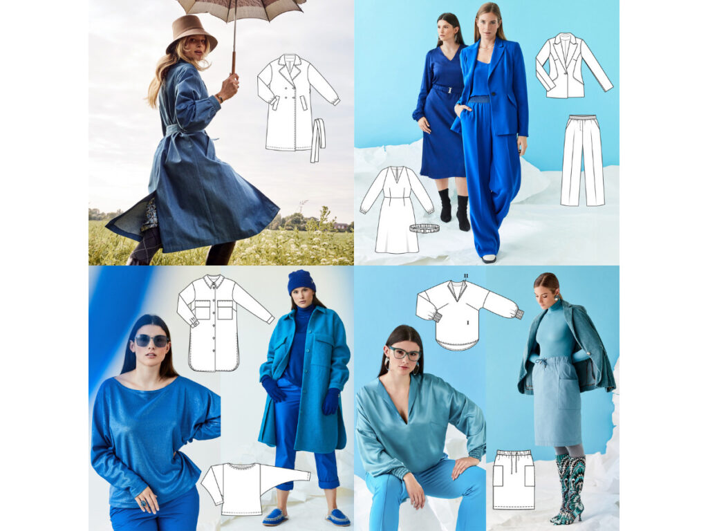 Royal Blue fashion - Burda 11/2023 Line drawings
